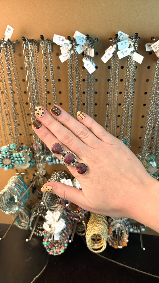 PURPLE SPINY OYSTER CRAWLER RING BY DANNY HENIO