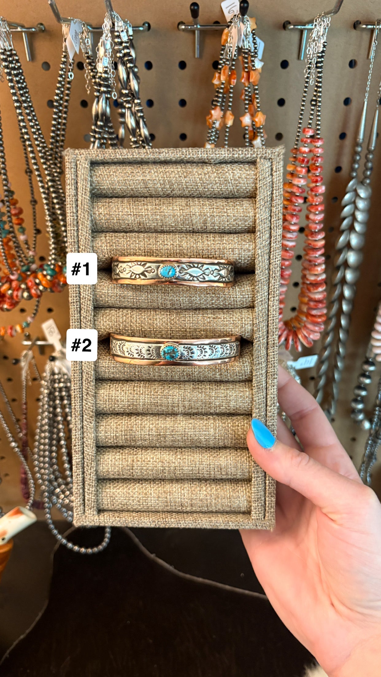 COPPER & STERLING CUFF W KINGMAN TURQUOISE STONE
