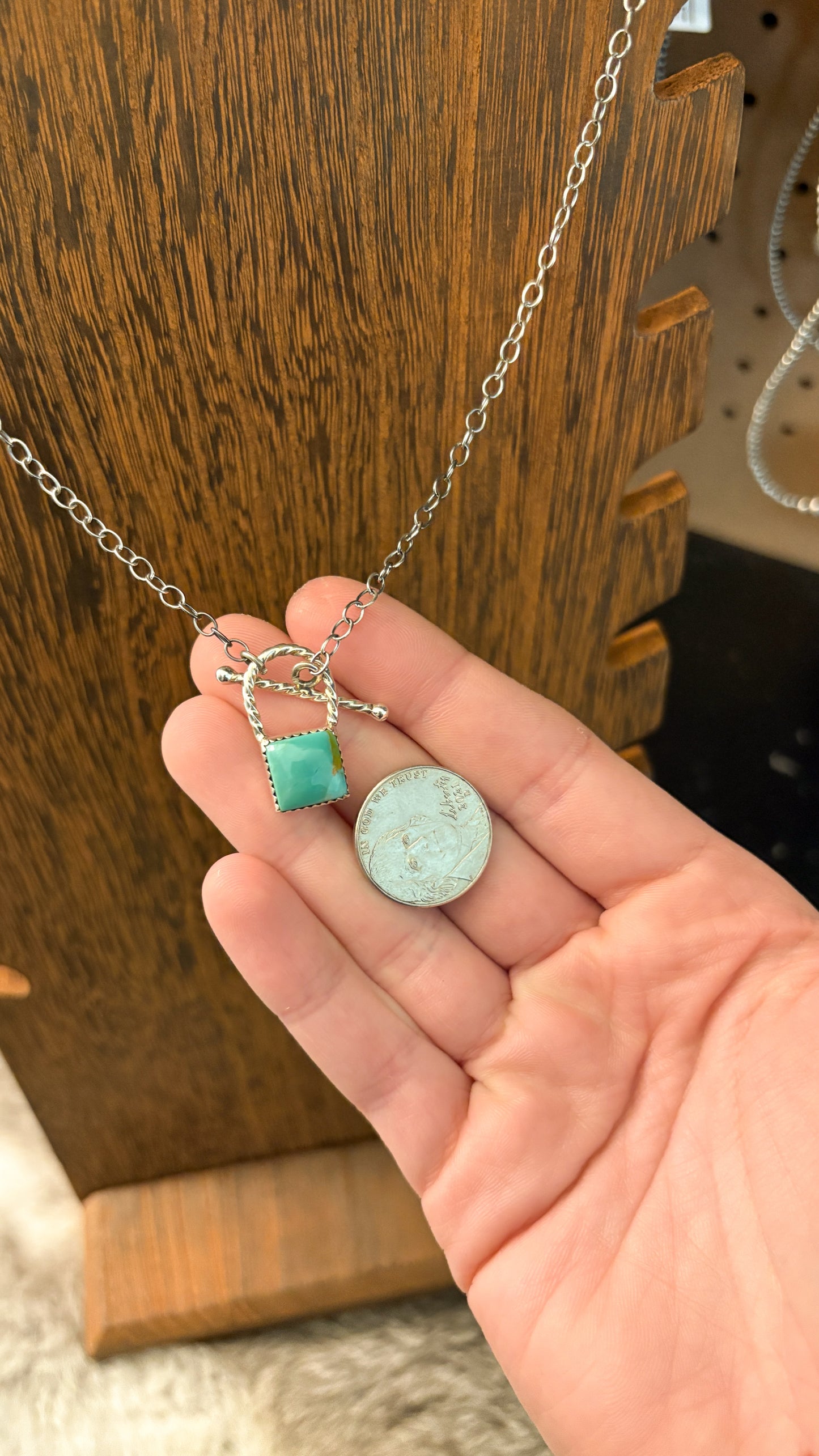 KINGMAN TURQUOISE LOCKET TOGGLE NECKLACE