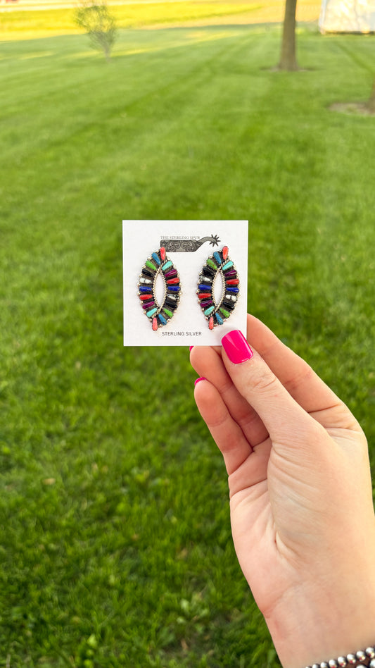 MULTI STONE CLUSTER EARRINGS BY TAMERA BENALLY