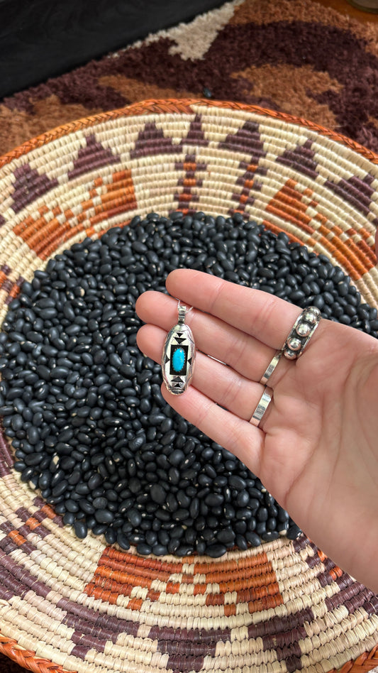 KINGMAN TURQUOISE SHADOWBOX PENDANT BY FELIX PERRY W CHAIN NECKLACE