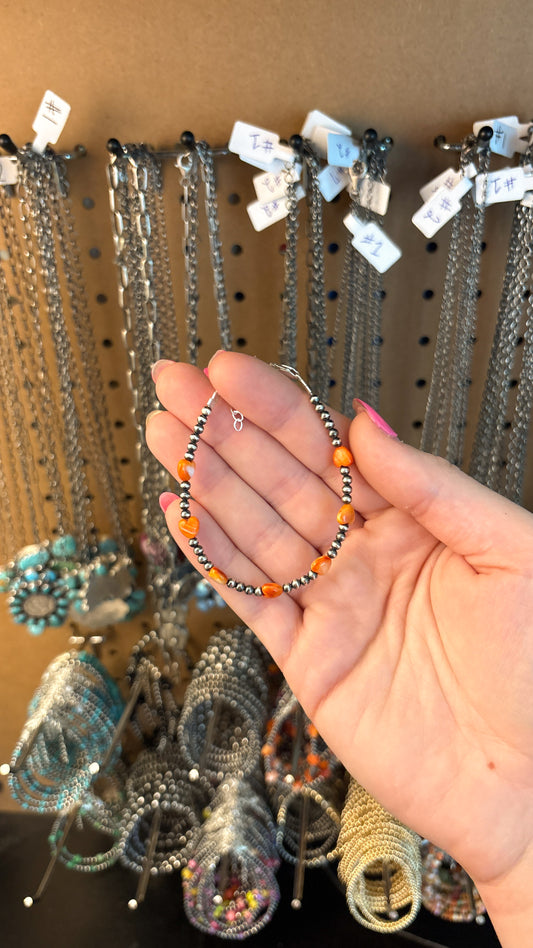 ORANGE SPINY OYSTER HEART BRACELET
