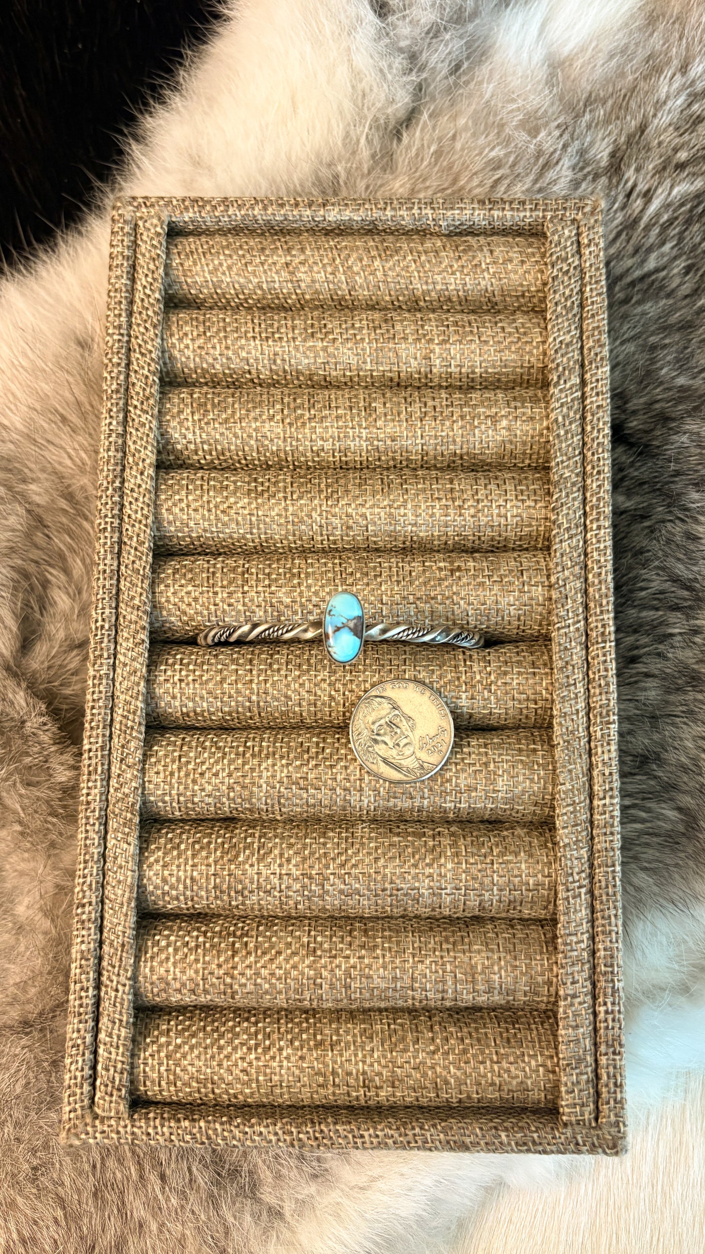 GOLDEN HILLS TURQUOISE CUFF W ROPE BAND
