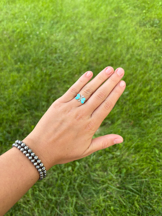 ZUNI TURQUOISE BUTTERFLY RING BY SWAIN CHARLIE