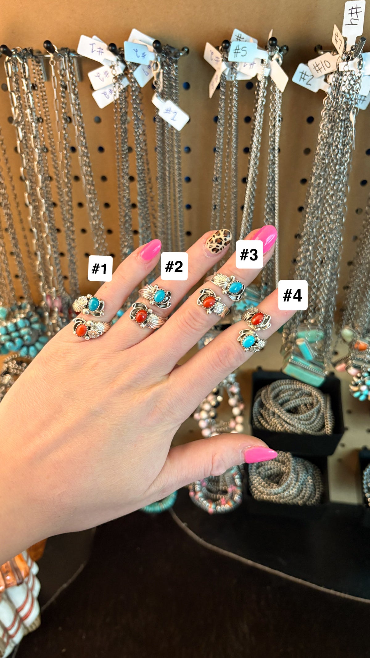 ADJUSTABLE CORAL & TURQUOISE WRAP RING