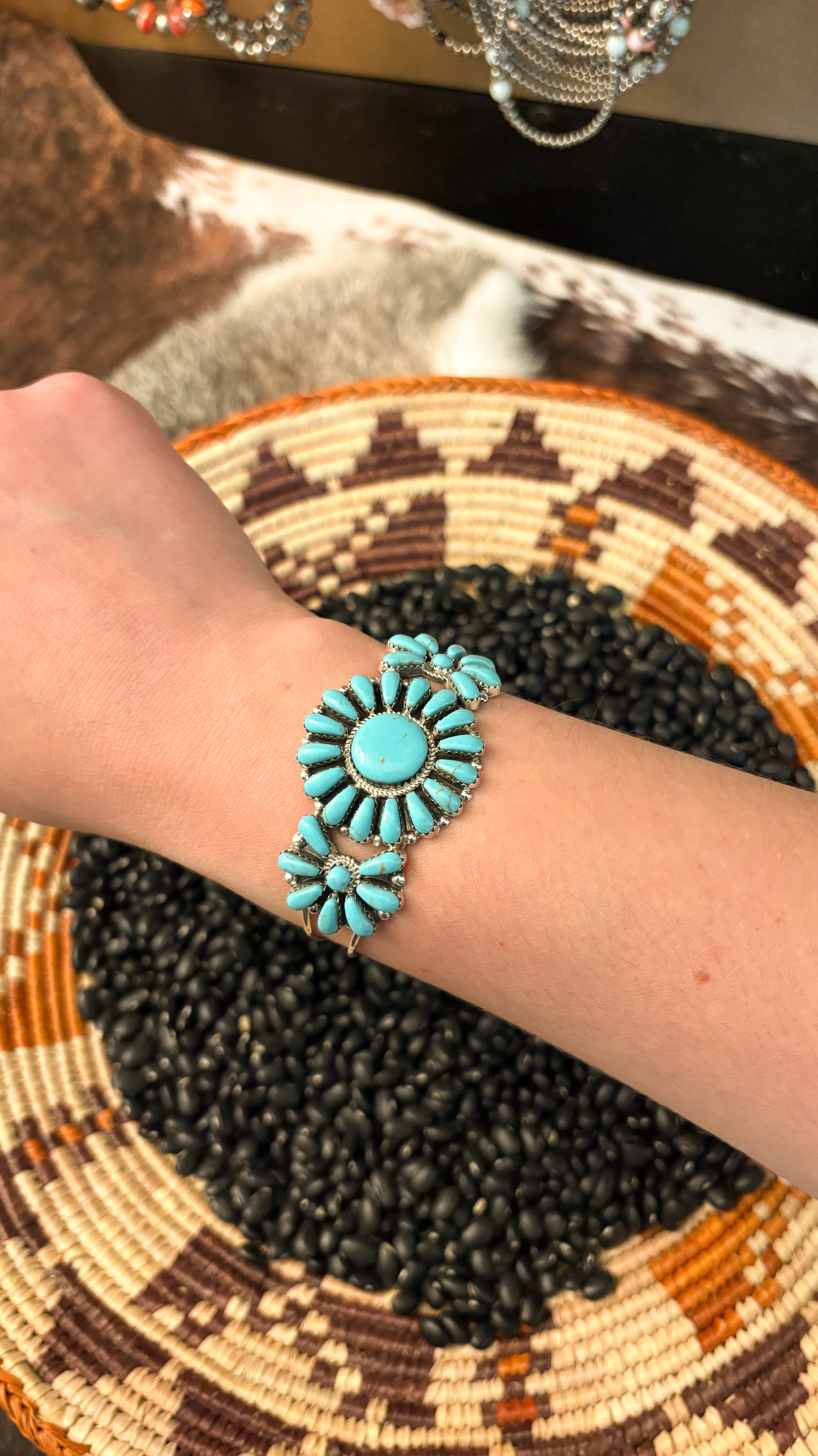 ROUND TURQUOISE CLUSTER CUFF BY ROSANA WILLIAMS