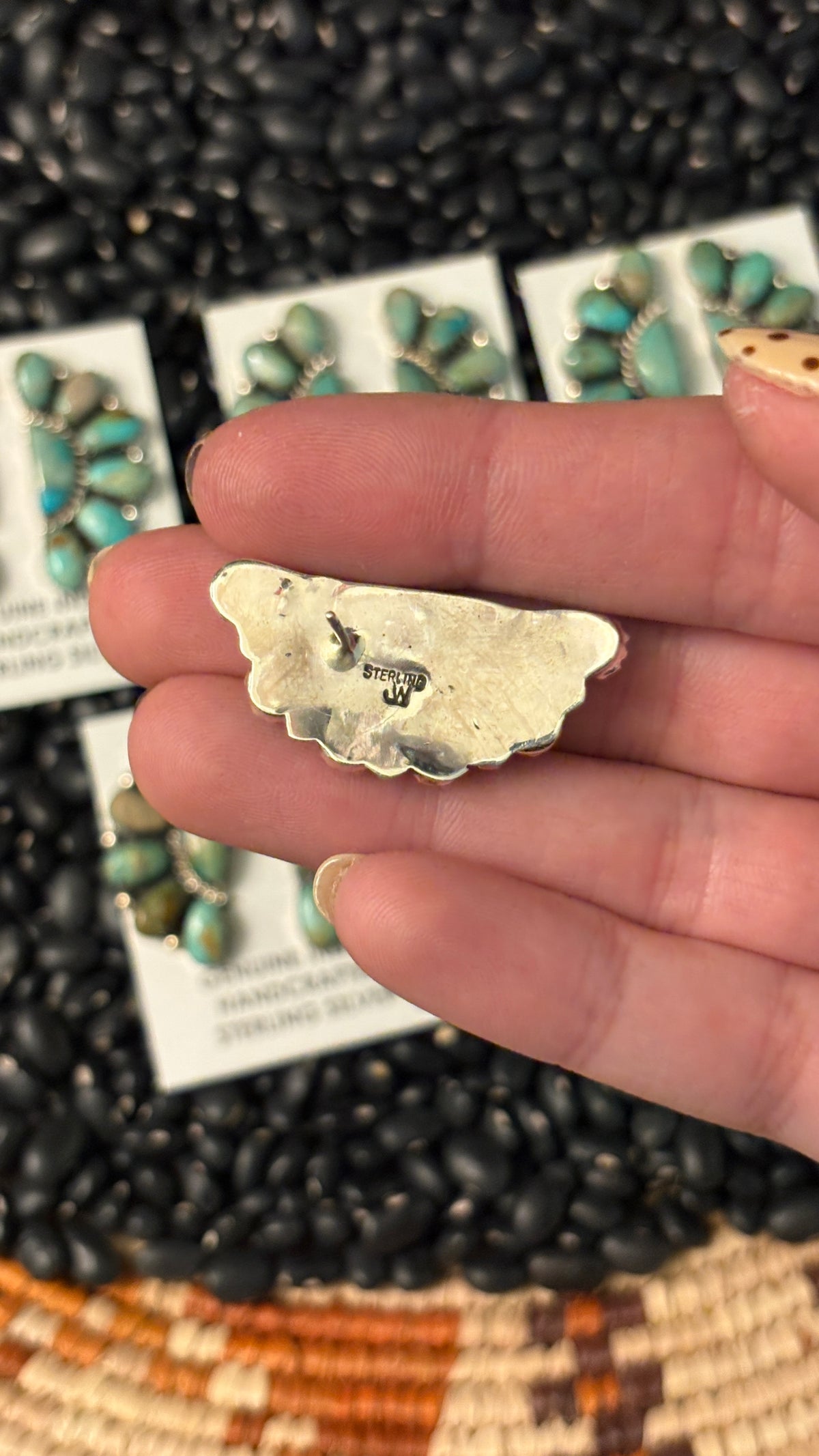 LARGE GREEN TURQUOISE HALF CLUSTER EARRINGS BY JULIANA WILLIAMS