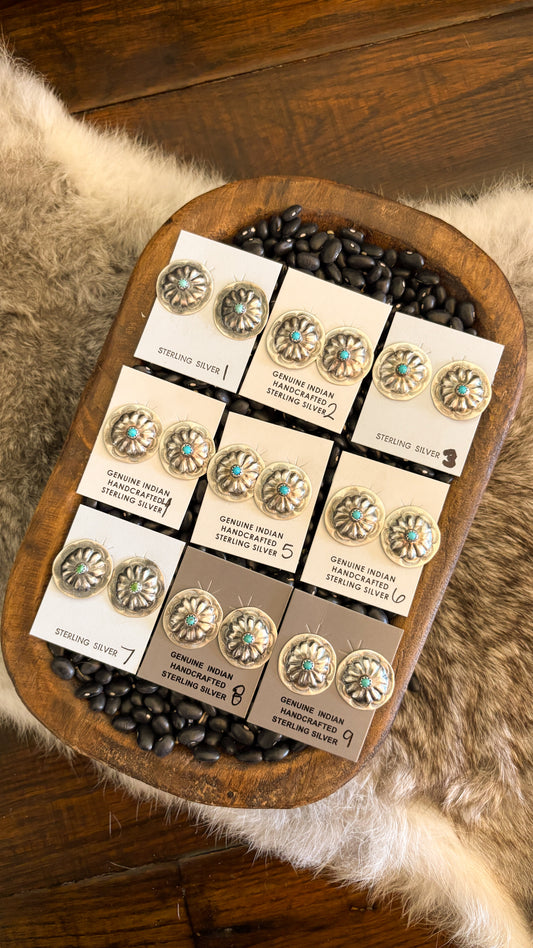 SINGLE STONE TURQUOISE CONCHO EARRINGS