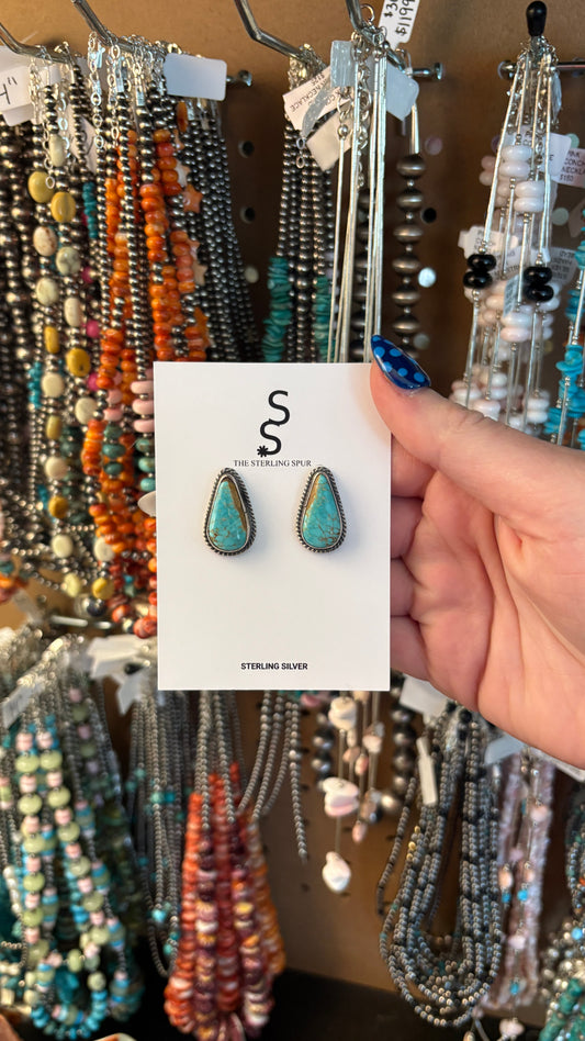 TURQUOISE TEARDROP POST EARRINGS