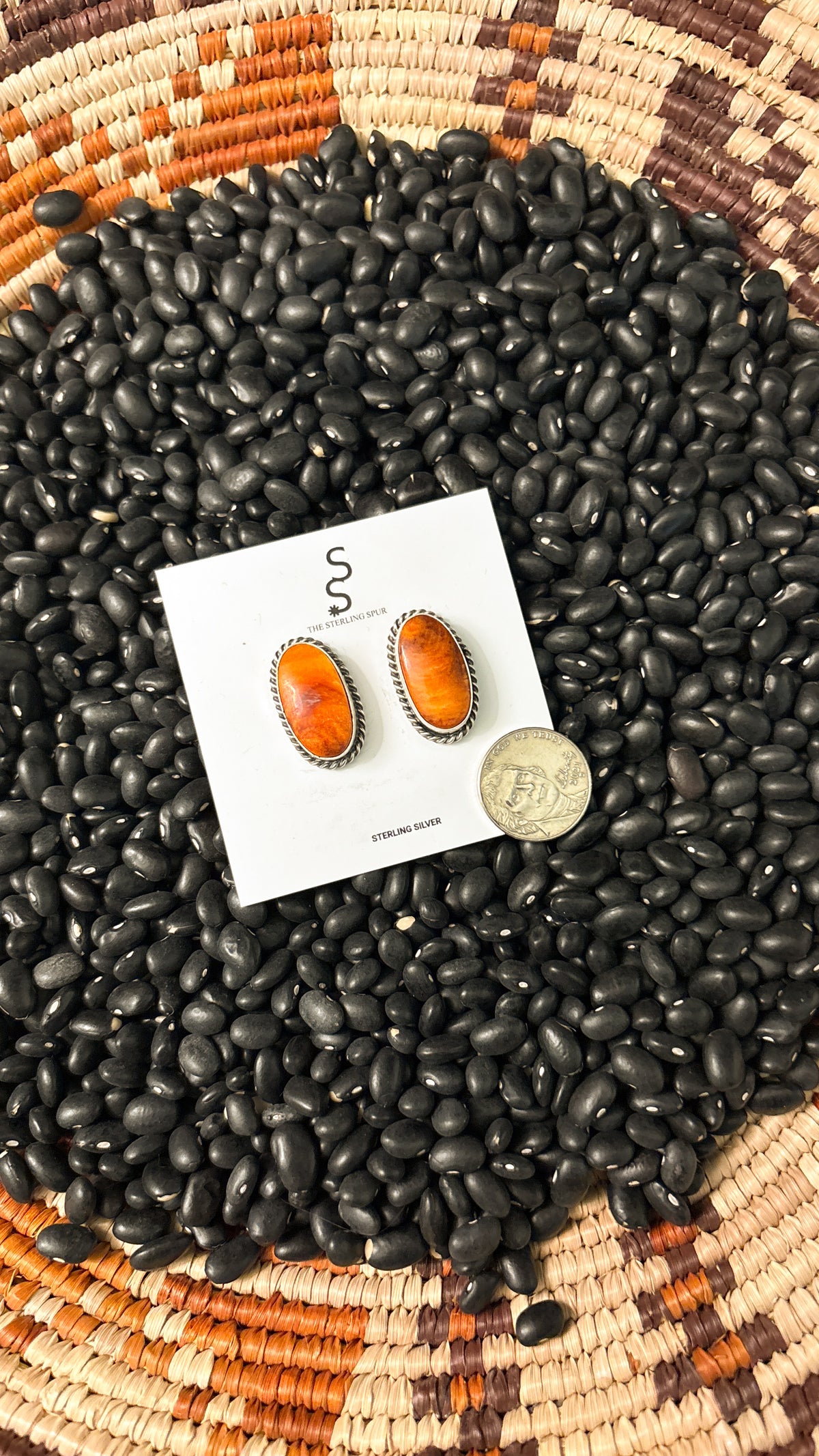 OVAL ORANGE SPINY OYSTER EARRINGS BY VICKY HICKS