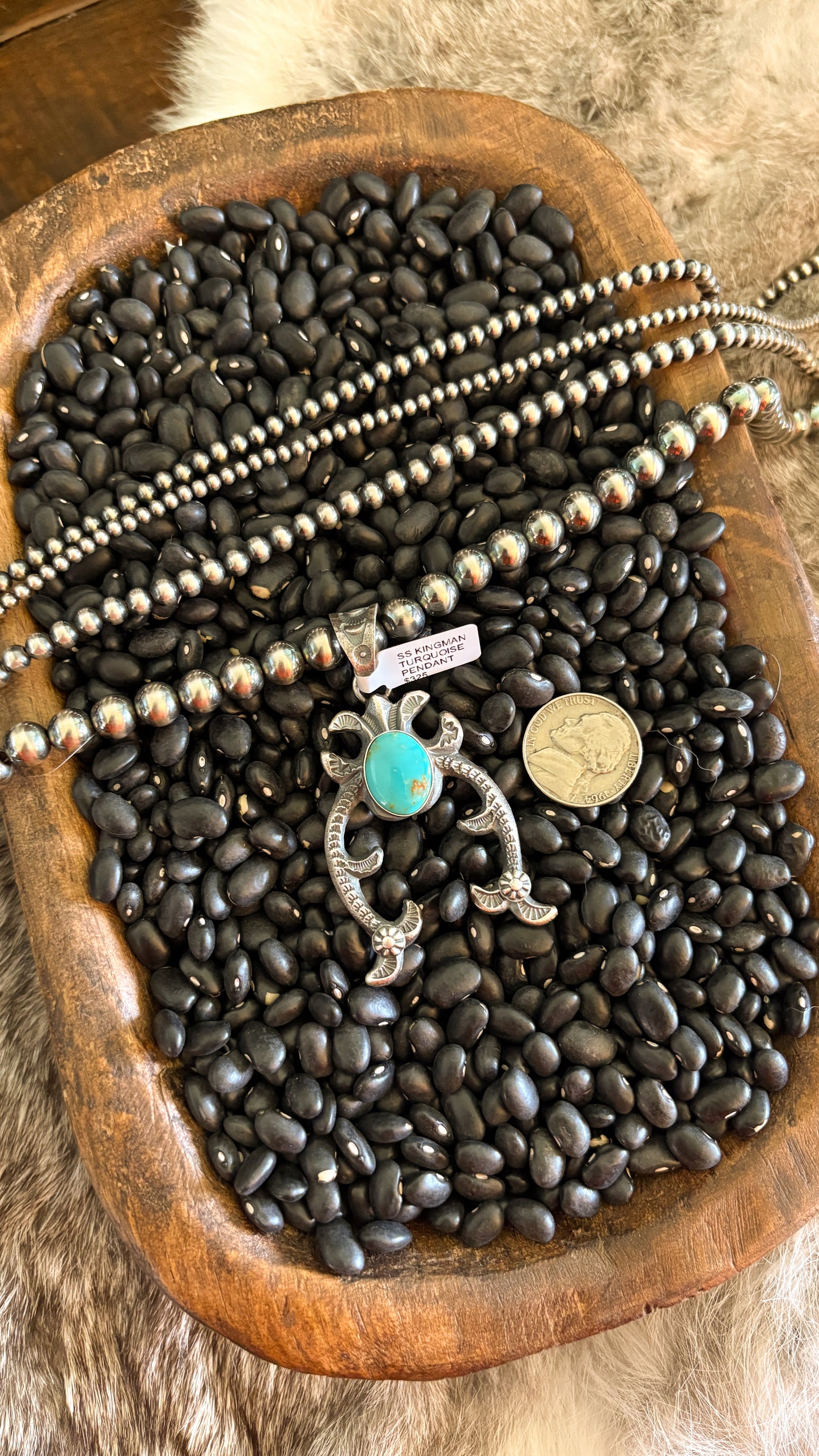 KINGMAN TURQUOISE NAJA PENDANT BY KEVIN BILLAH - STYLE 1