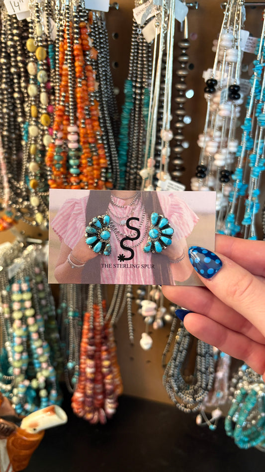 TURQUOISE HALF CLUSTER EARRINGS BY JULIANA WILLIAMS