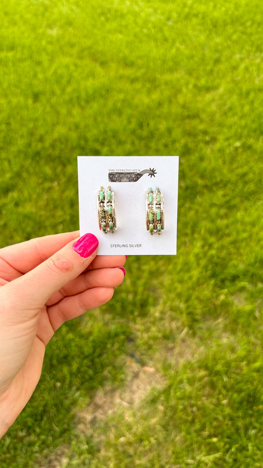 DOUBLE ROW TURQUOISE EARRINGS