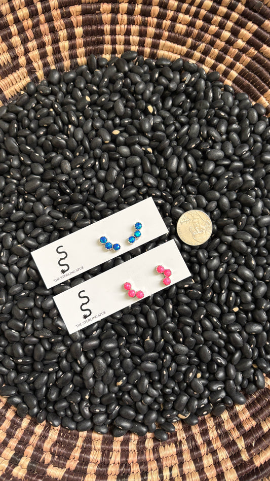 OPAL 3 STONE STUD EARRINGS BY ESTHER WHITE