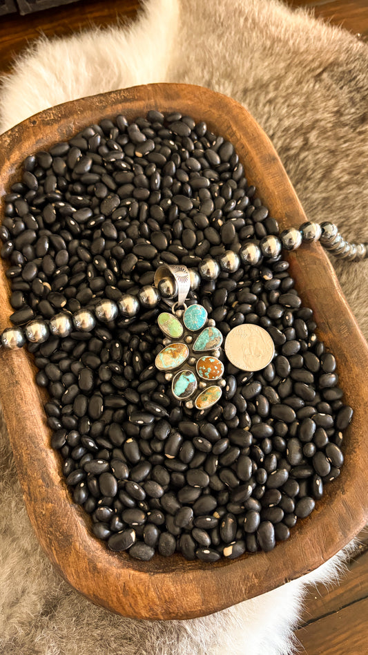 MULTI TURQUOISE STONE CLUSTER PENDANT BY JAMESON GARCIA