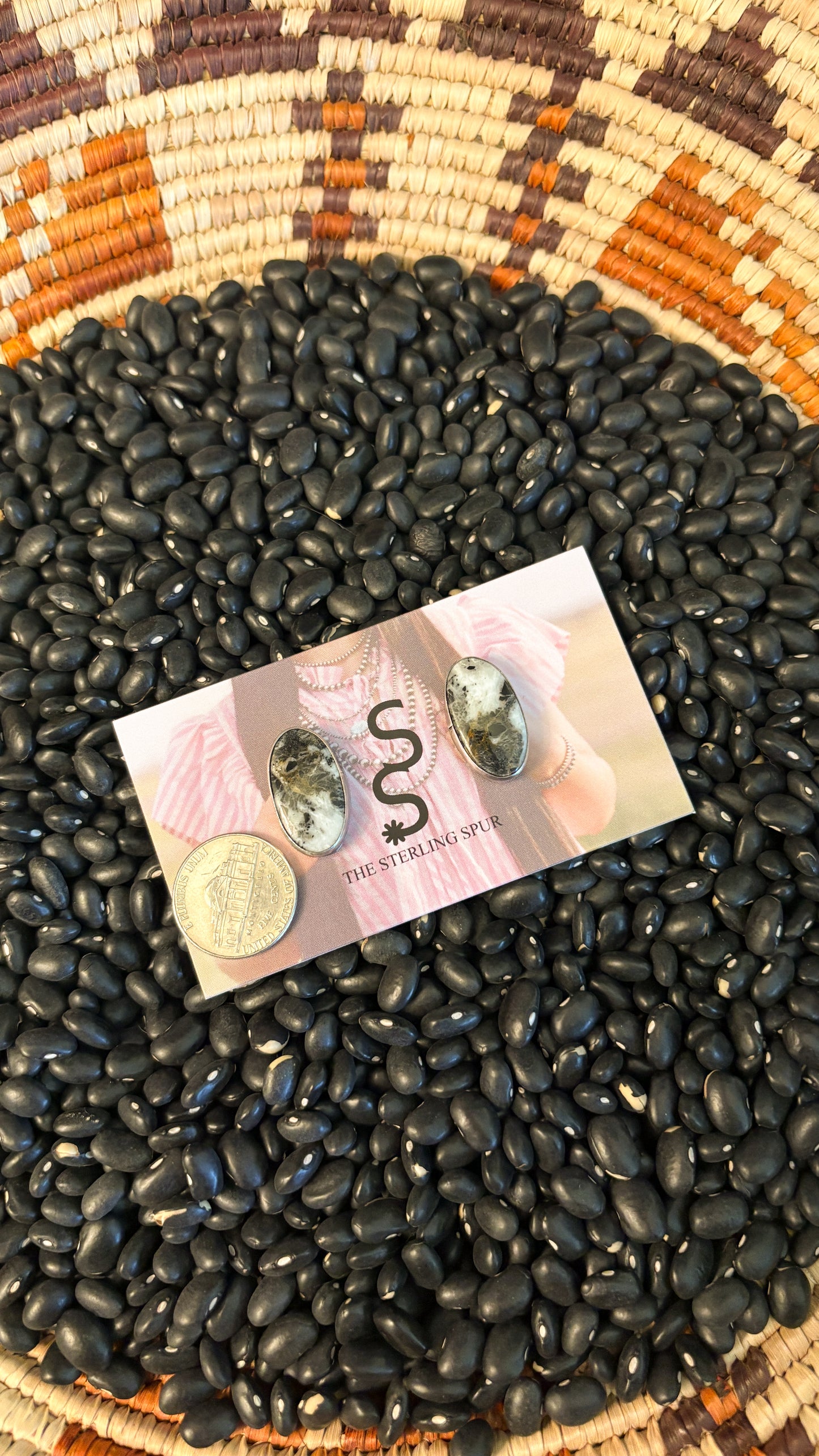 OVAL WHITE BUFFALO STATEMENT EARRINGS
