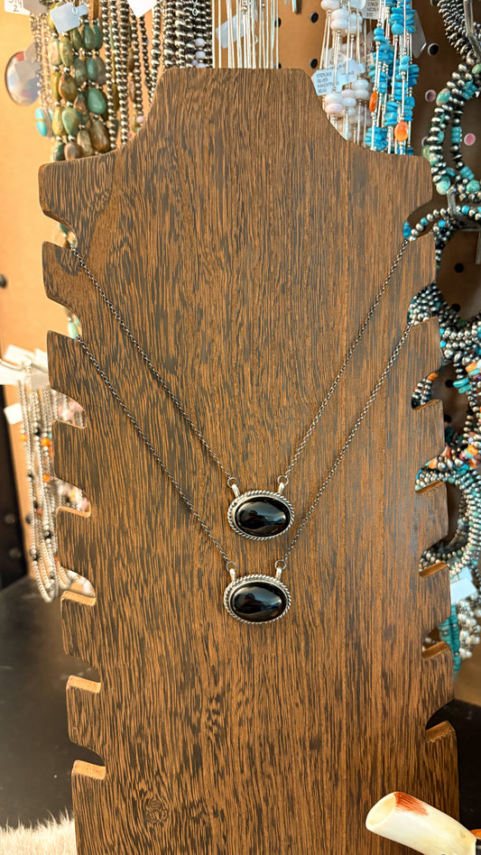 OVAL BLACK ONYX NECKLACE BY DONOVAN SKEETS