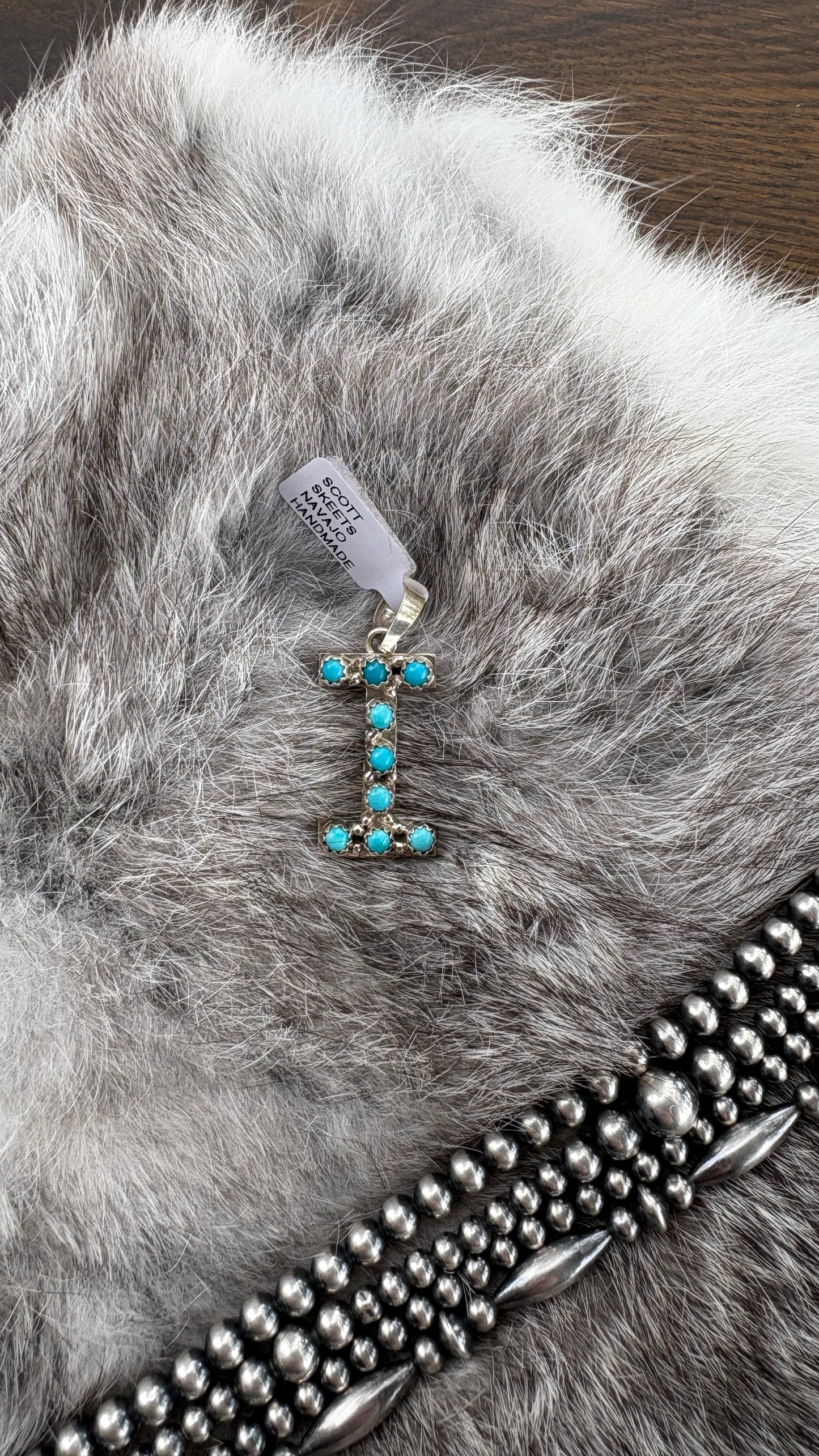 KINGMAN TURQUOISE INITAL PENDANT BY SCOTT SKEETS