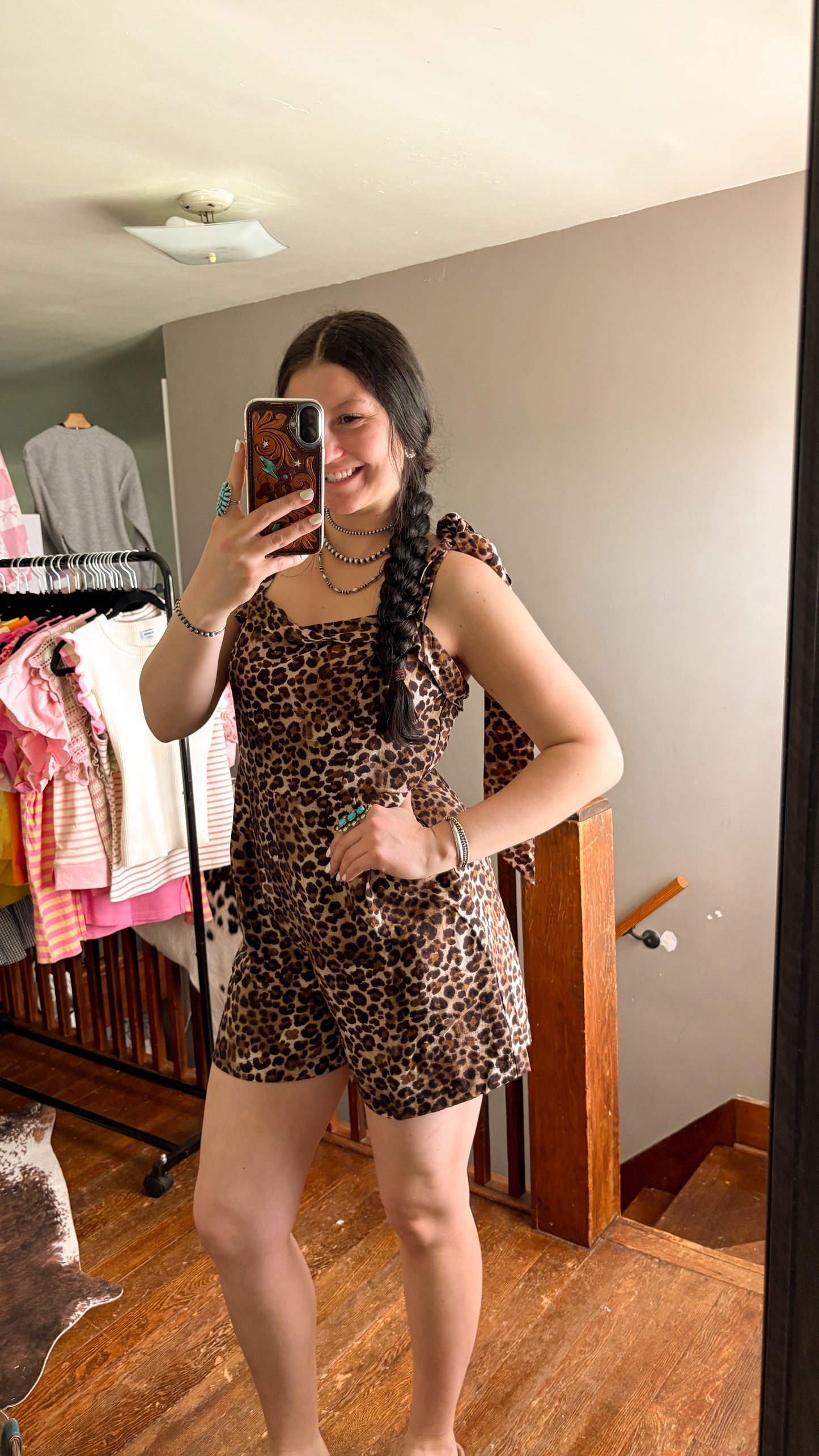 LEOPARD BOW ROMPER