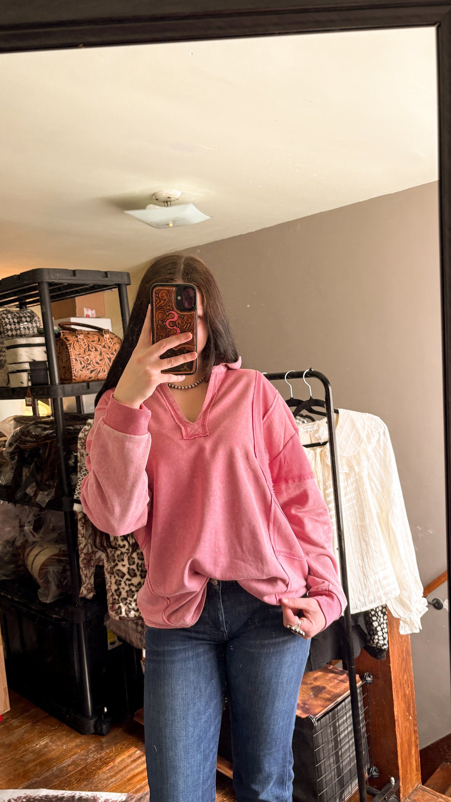 MINERAL WASH MAUVE LONG SLEEVE