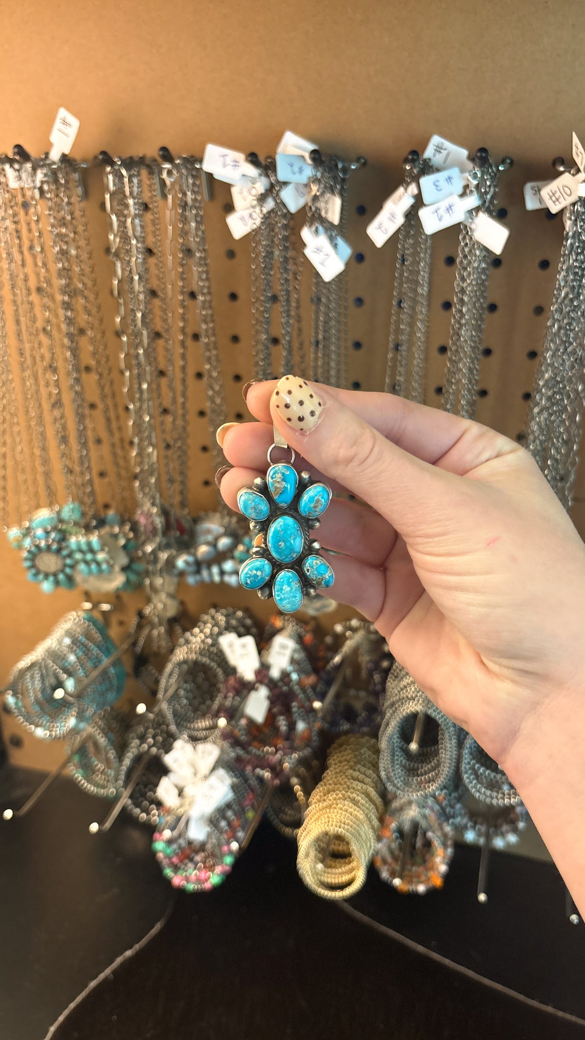 7 STONE OVAL TURQUOISE CLUSTER NECKLACE BY VICKY HICKS