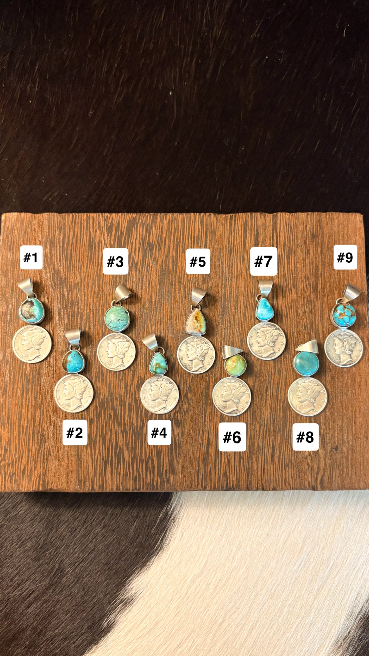 SINGLE STONE TURQUOISE MERCURY DIME PENDANT