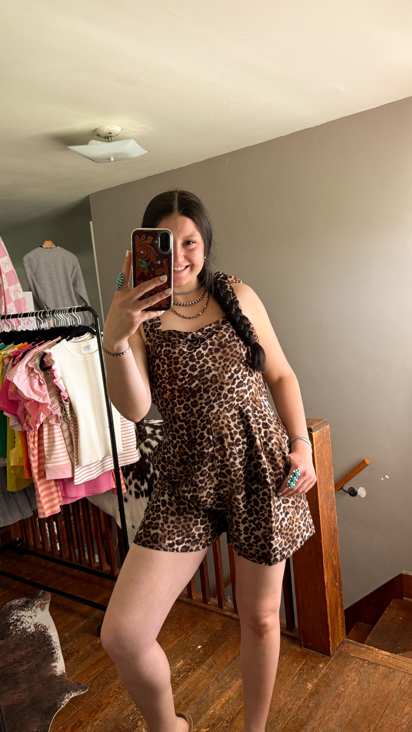 LEOPARD BOW ROMPER