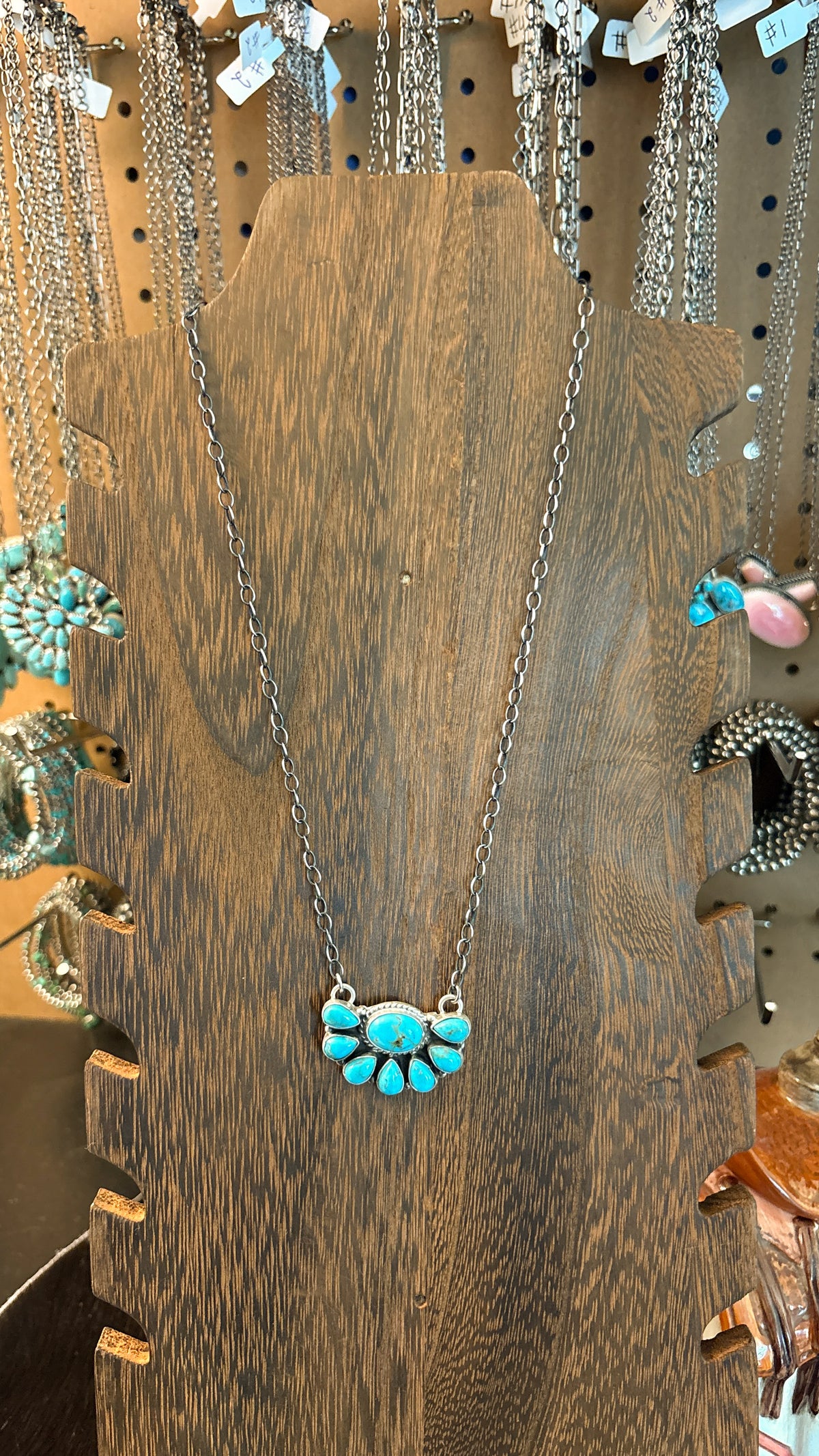 KINGMAN TURQUOISE HALF CLUSTER NECKLACE BY MARCELLA JAMES