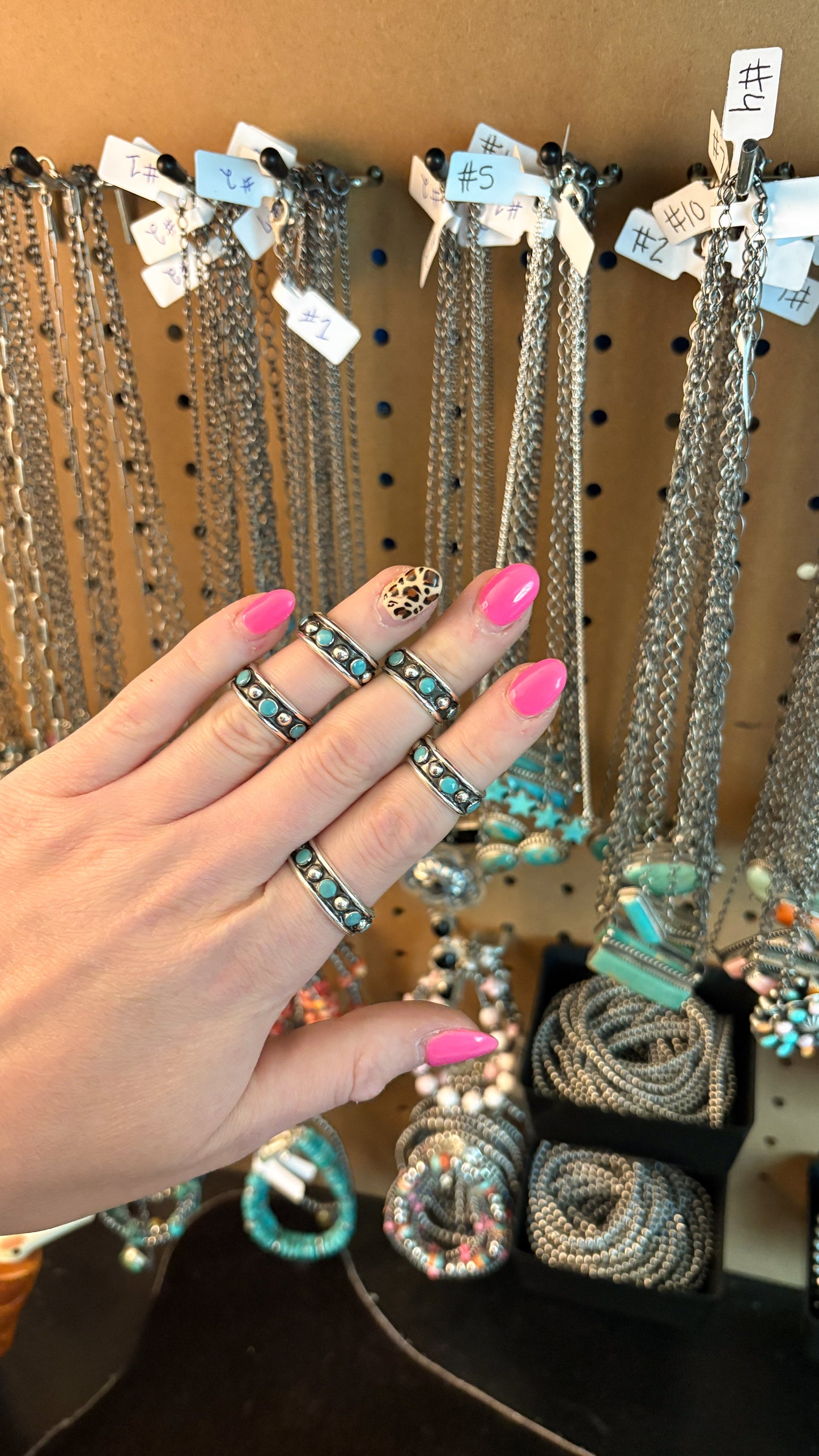 4MM BALL BAND RING W TURQUOISE STONES