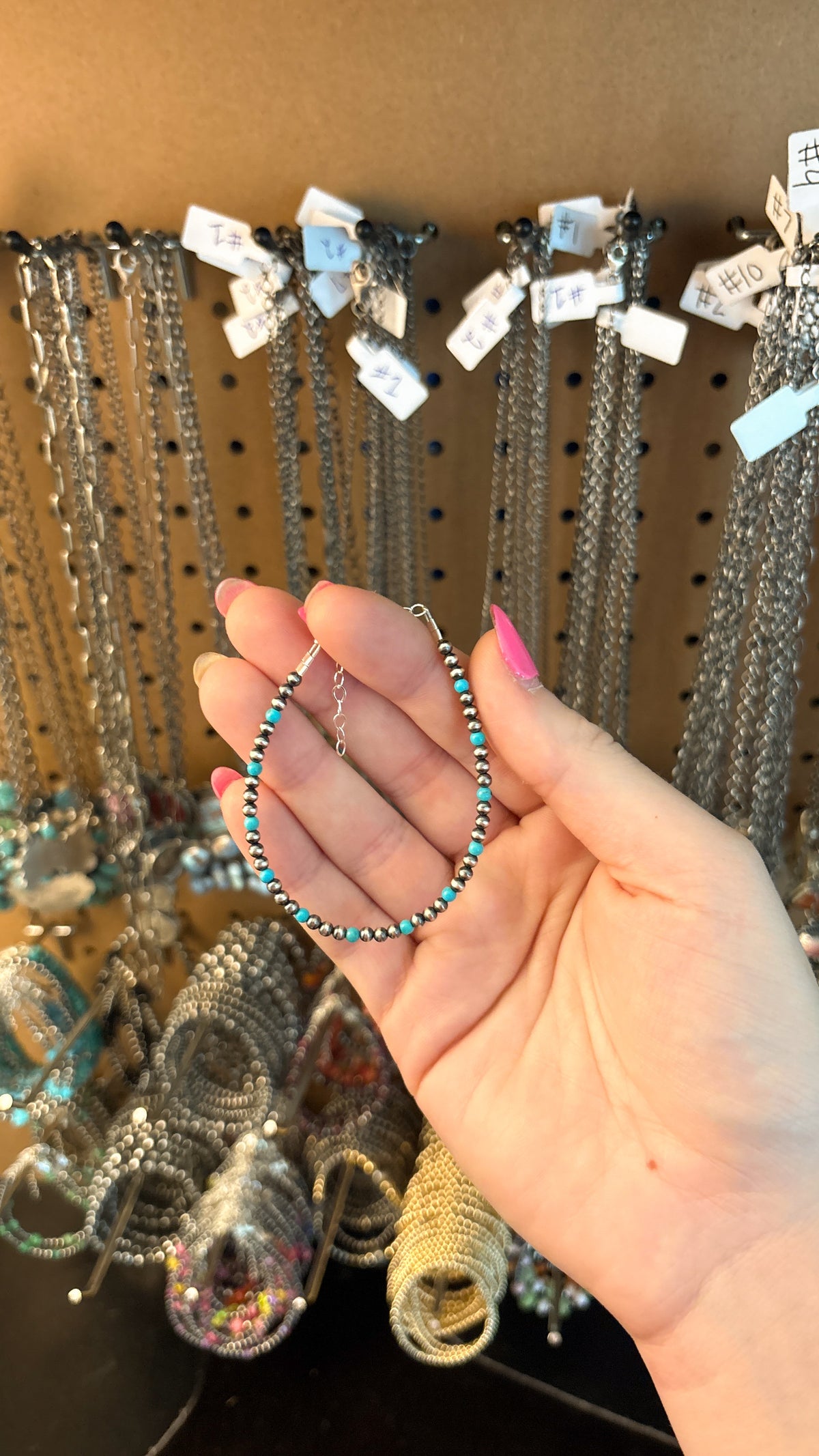 3MM STERLING SILVER PEARL & TURQUOISE BRACELET