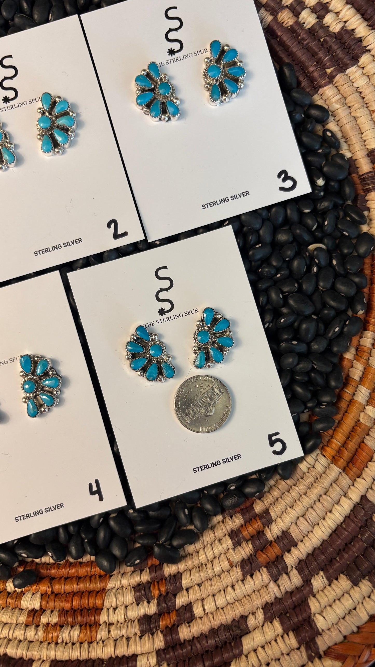 KINGMAN TURQUOISE HALF CLUSTER EARRINGS BY ALICIA WILSON
