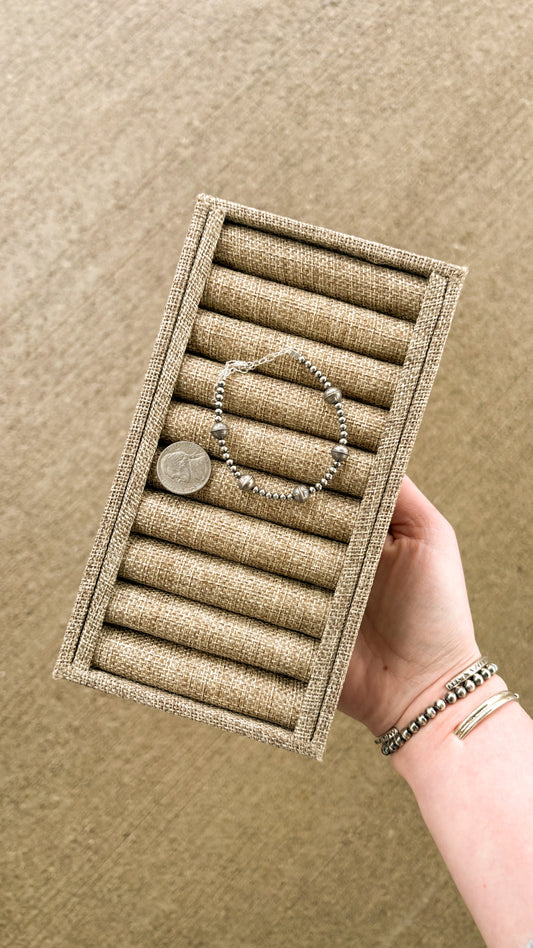 3MM STERLING SILVER PEARL BRACELET W 8MM HANDMADE BEADS