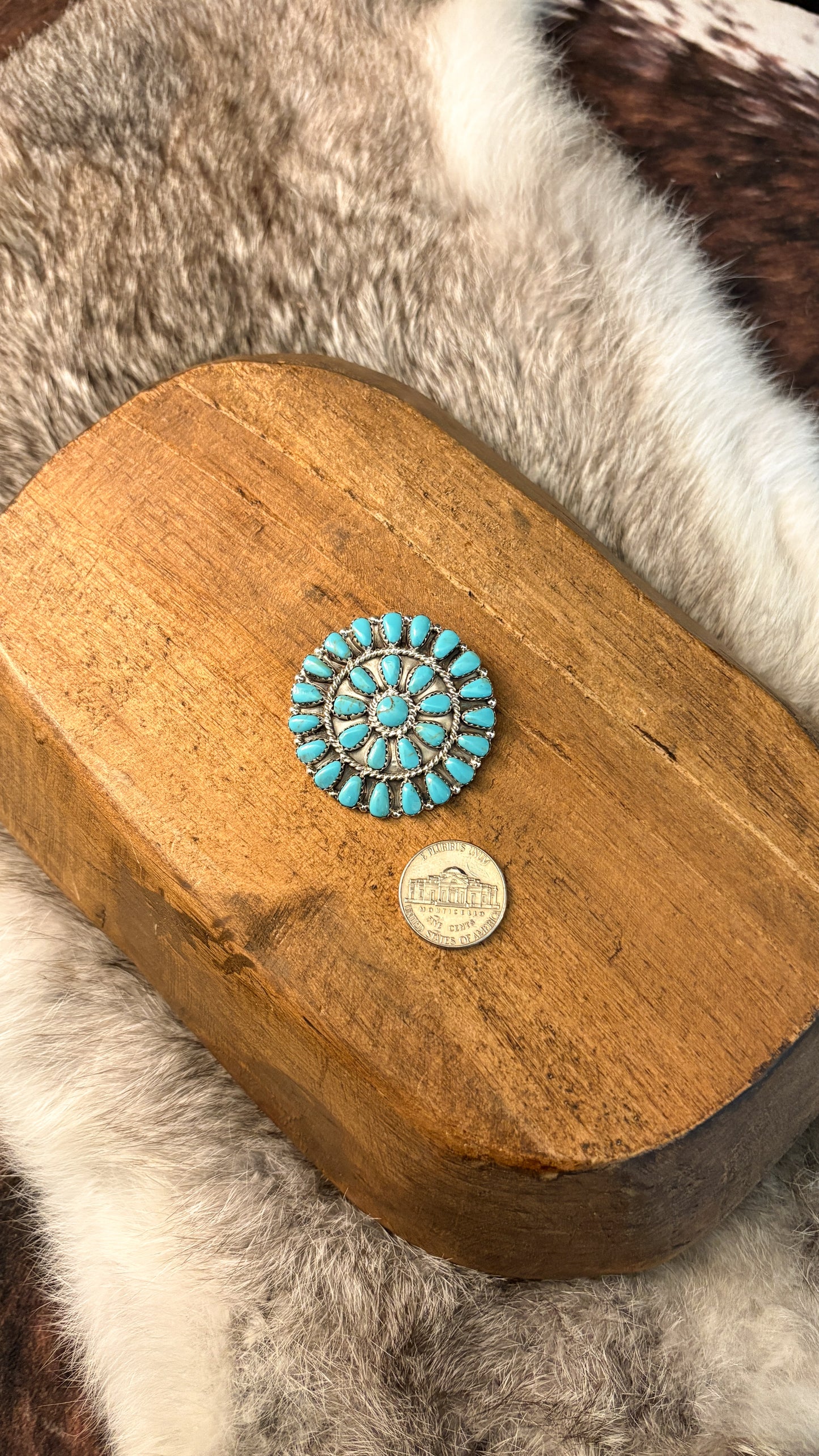 TURQUOISE CLUSTER PENDANT/BROOCH BY MARY BENALLY