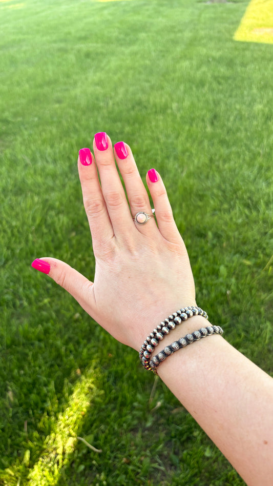 PINK CONCH SINGLE STONE RING BY ESTHER WHITE