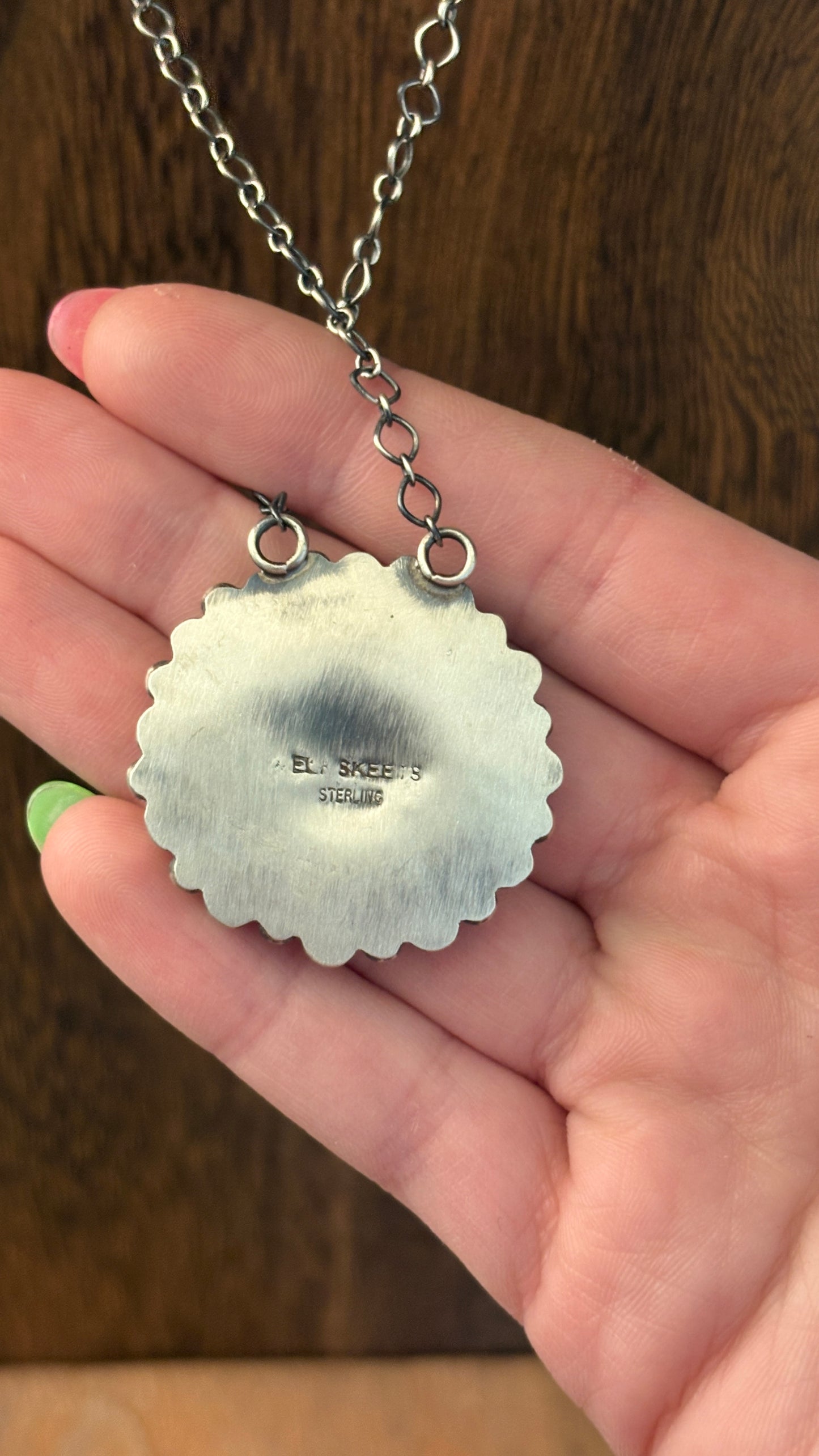 1945 TURQUOISE & ORANGE SPINY MERCURY DIME CLUSTER NECKLACE BY ELI SKEETS