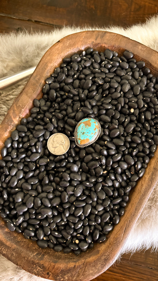 ALMOND SHAPED ADJUSTABLE KINGMAN TURQUOISE RING