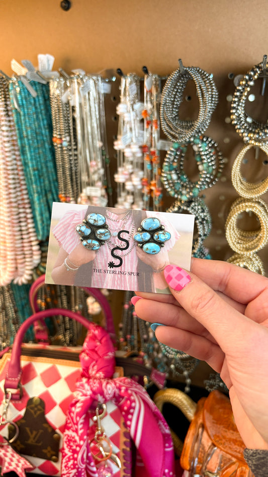 4 STONE GOLDEN HILLS TURQUOISE POST EARRINGS BY JAMESON GARCIA