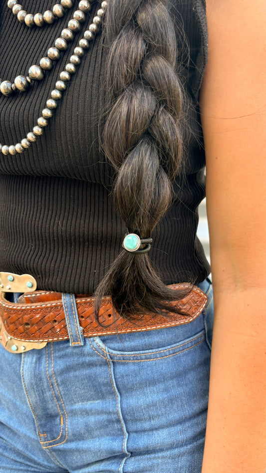 SINGLE STONE TURQUOISE HAIR TIE
