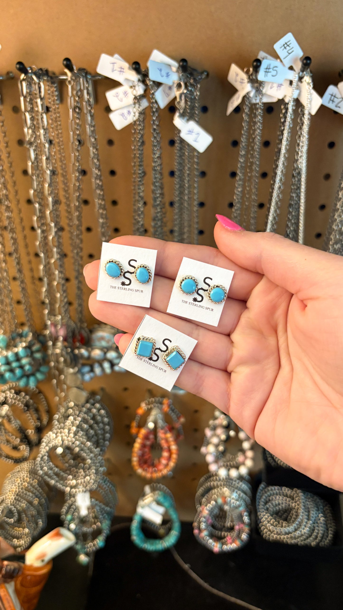 TURQUOISE STUD EARRINGS W ROPE DETAIL