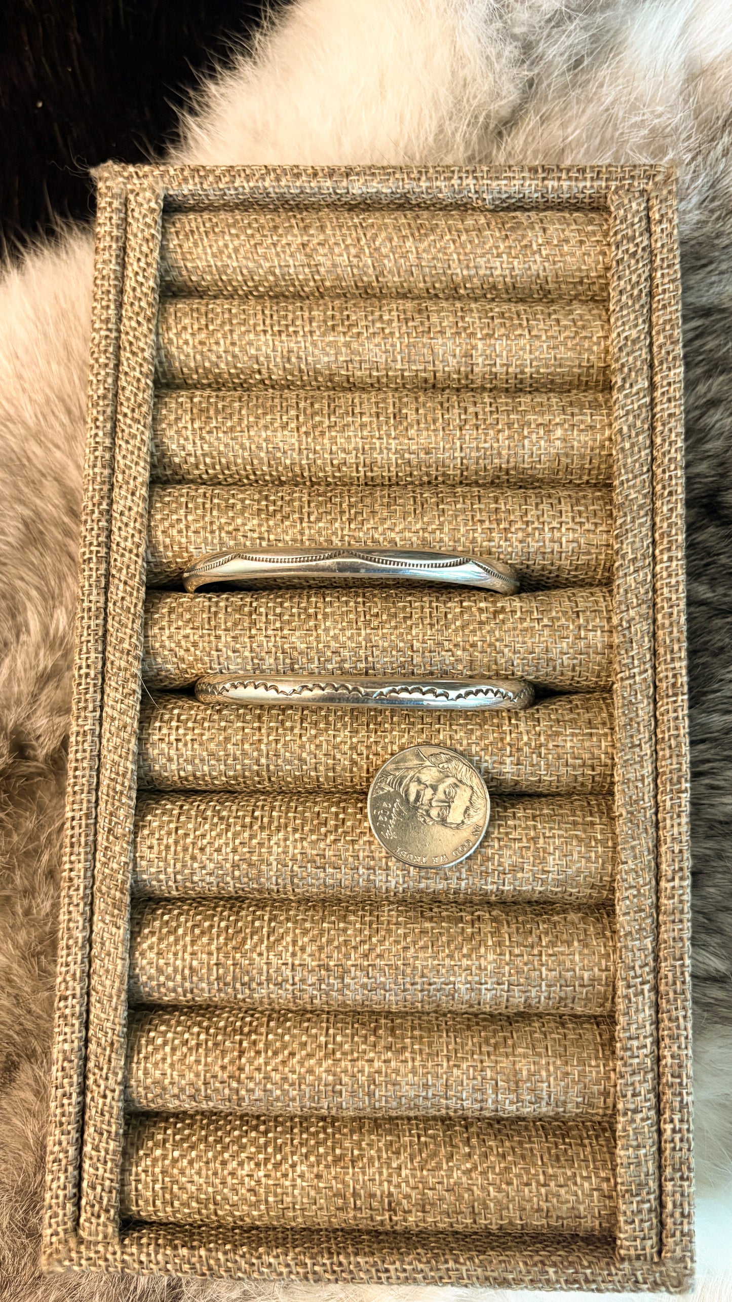 1/4” WIDE SILVER STAMPED CUFF BY ELAINE TAHE