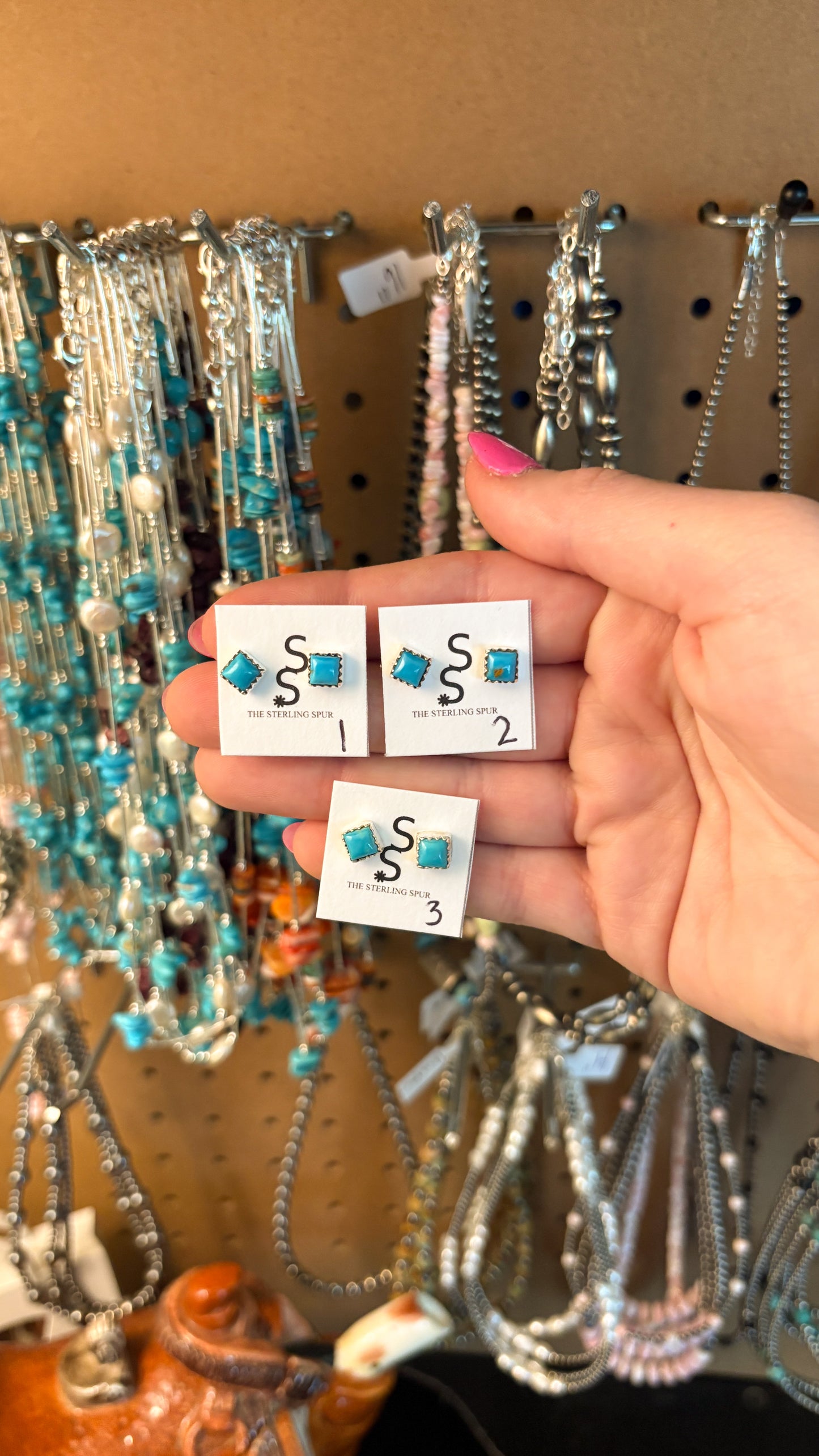 KINGMAN TURQUOISE SQUARE STUD EARRINGS