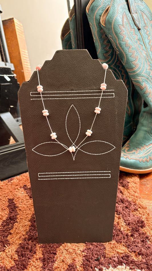 CHUNKY PINK CONCH LIQUID SILVER NECKLACE