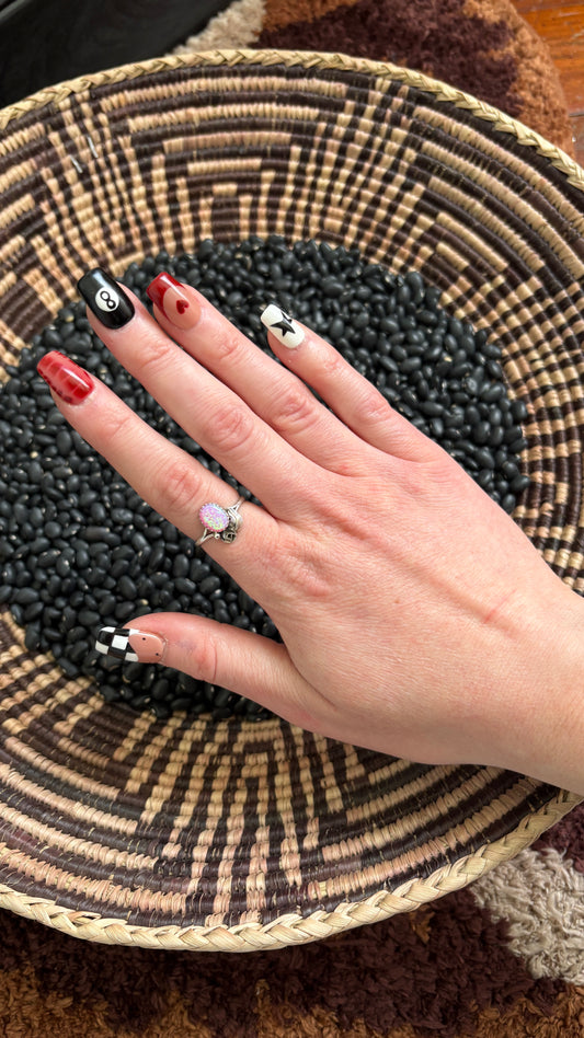 PINK OPAL SINGLE STONE FEATHER RING BY MAXINE CALLADITO