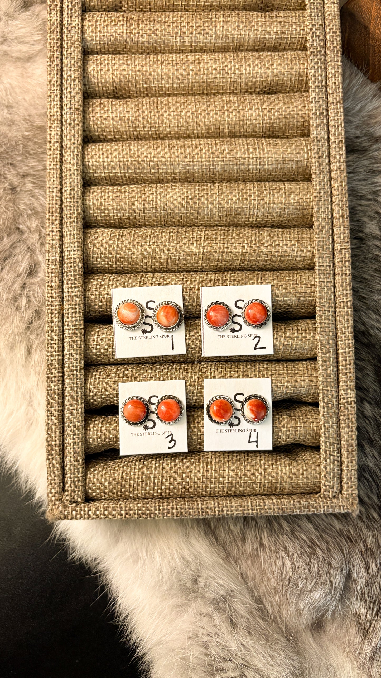 RED SPINY OYSTER EARRINGS BY ESTHER WHITE