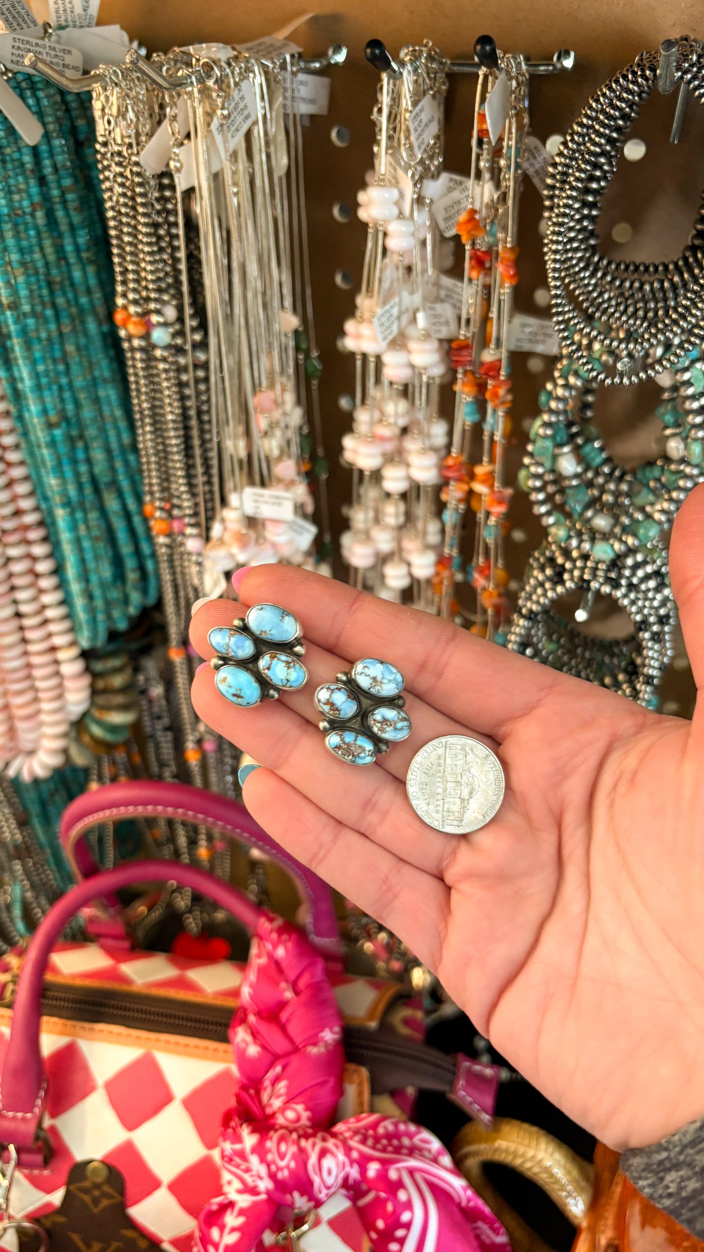 4 STONE GOLDEN HILLS TURQUOISE POST EARRINGS BY JAMESON GARCIA