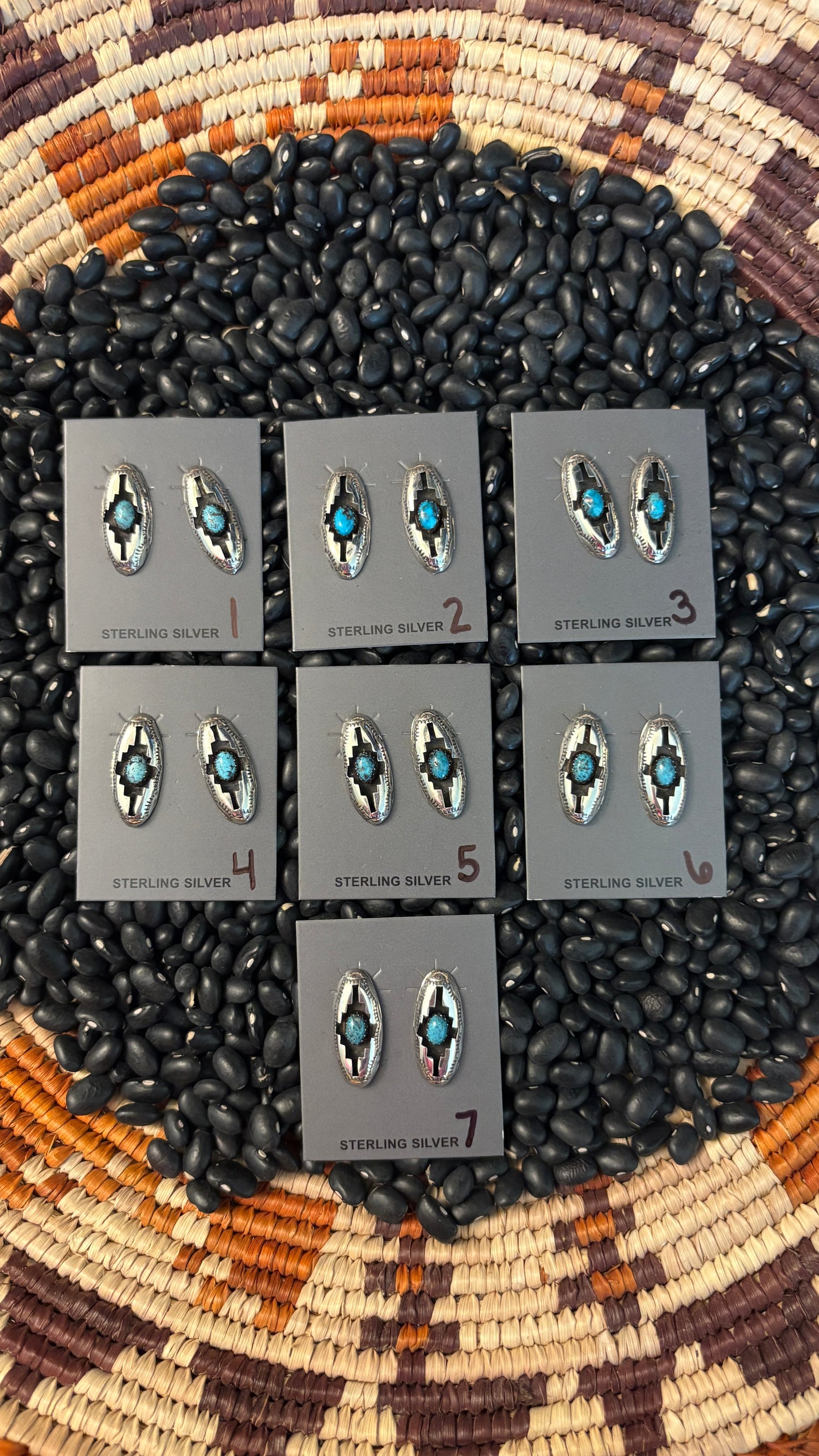 KINGMAN TURQUOISE SHADOWBOX OVAL EARRINGS BY FELIX PERRY