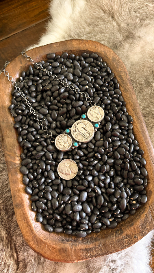 MERCURY DIME & LIBERTY COIN NECKLACE