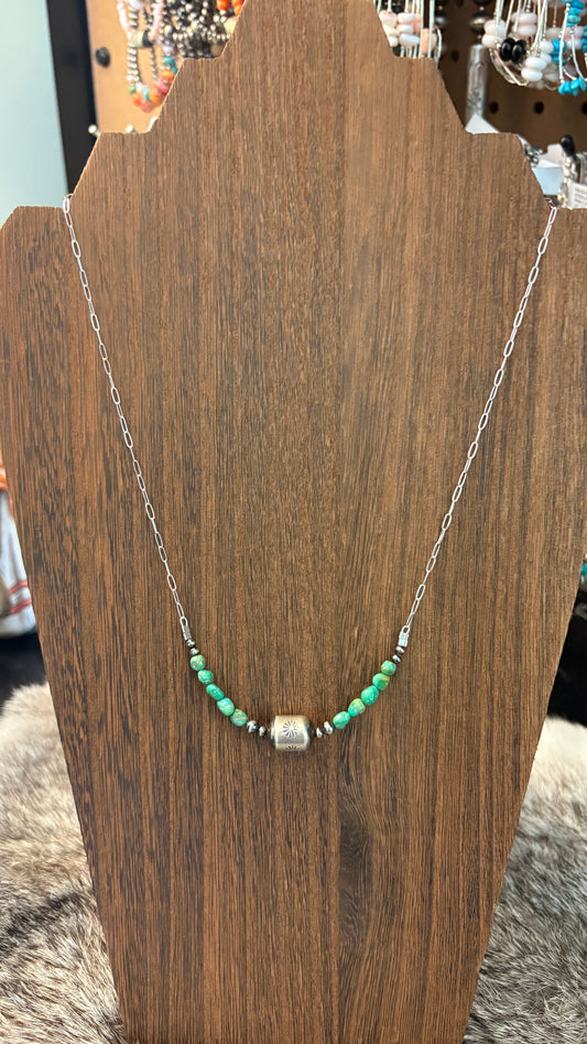 SONORAN GOLD BARREL BEAD CHAIN NECKLACE
