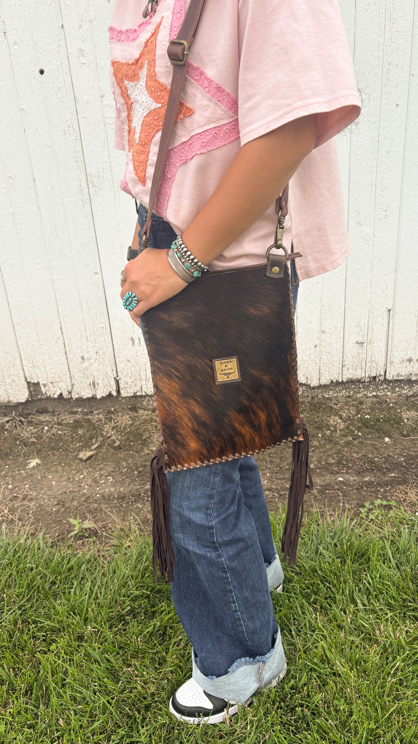 COWHIDE FRINGE CROSSBODY BAG - #1
