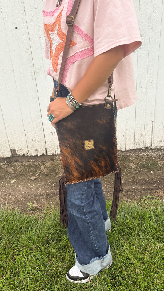 COWHIDE FRINGE CROSSBODY BAG - #1